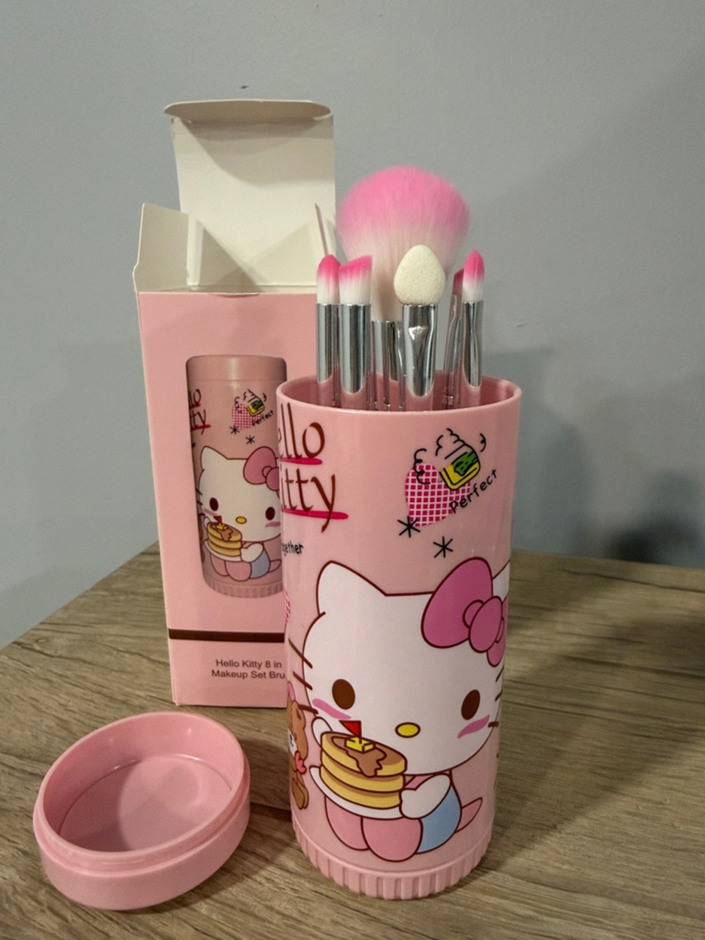 Hello Kitty Pink Cosmetic Brush Organizer with Character Print